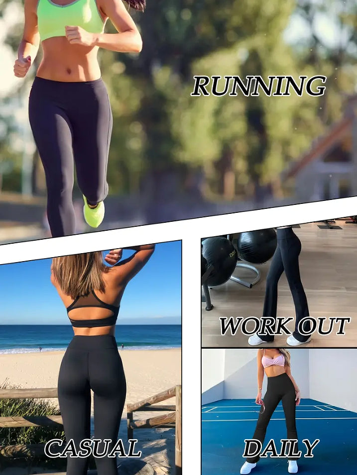 3pcs Butt-Lifting Flare Yoga Pants High Waist, Ultra Stretch, Naked Feel Leggings For Women - cas7m