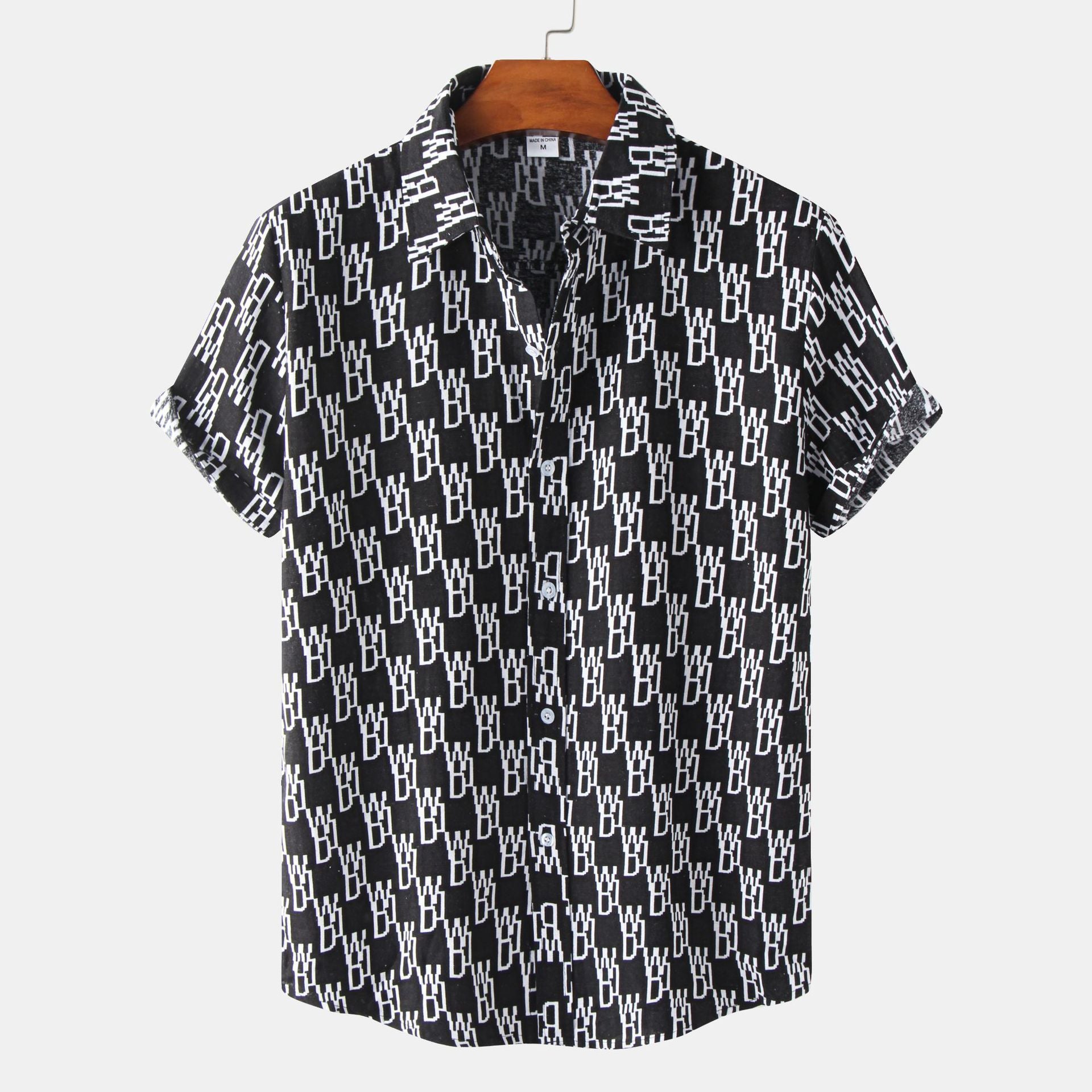 Casual Men's Cotton And Linen Short Sleeve Shirt Hawaiian Short Sleeve Printed Shirt Men - cas7m