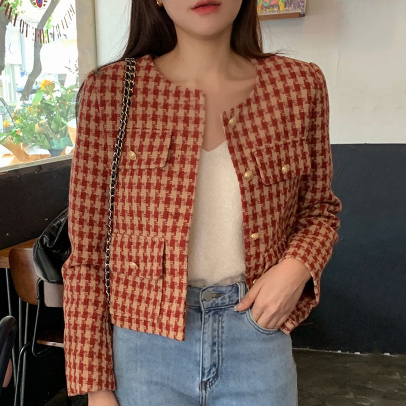 Tartan Short Jacket For Women - cas7m