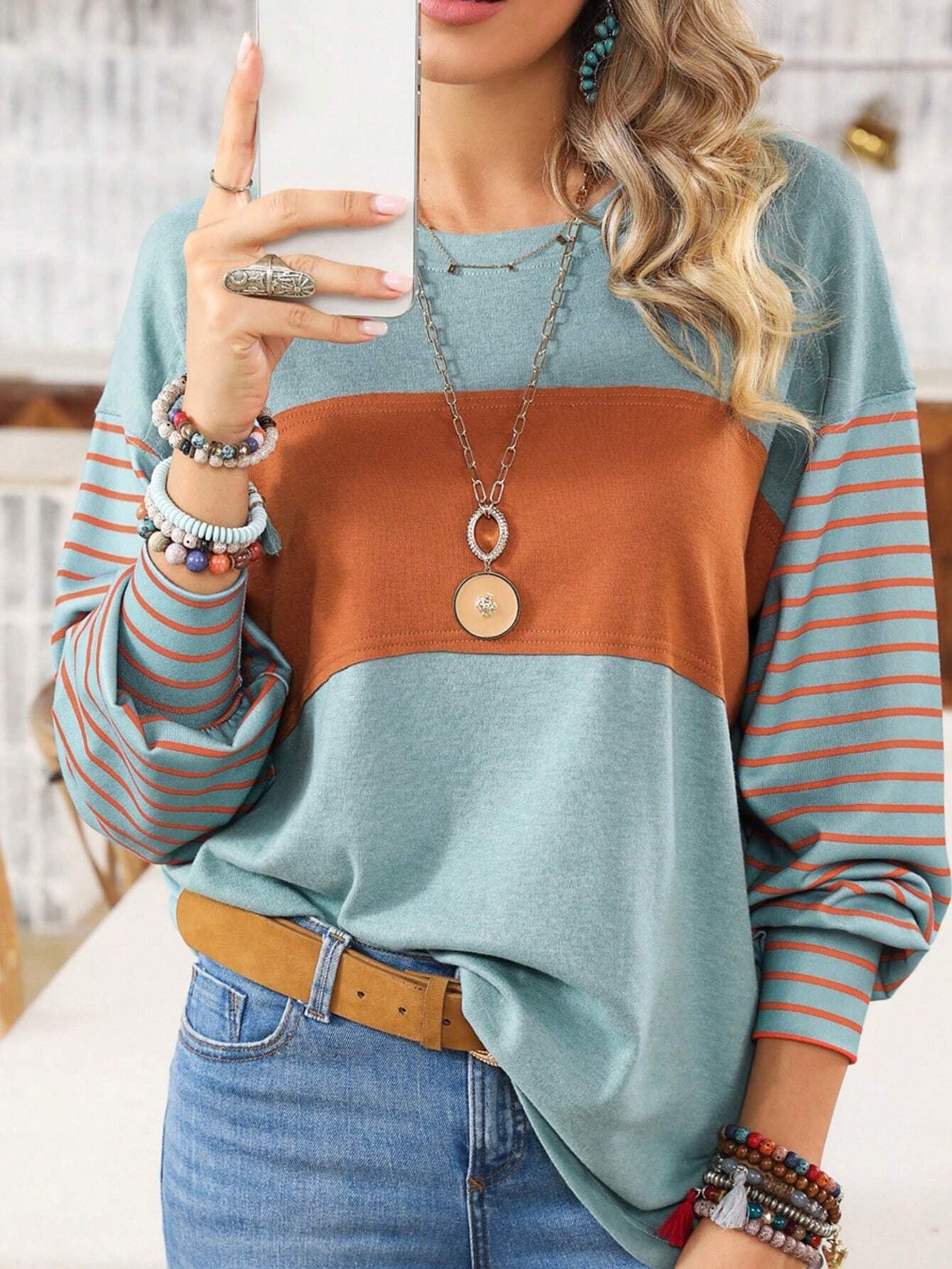 SpringAutumn New Style Pullover Casual Long Sleeve T-shirt For Women - cas7m