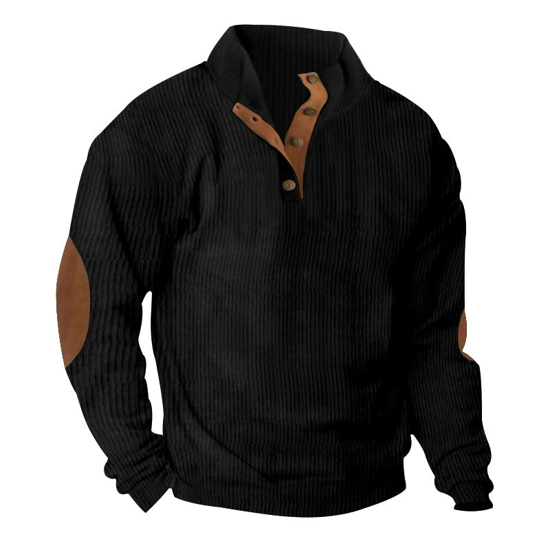 Corduroy Casual Stand Collar Long-sleeved Sweater - cas7m