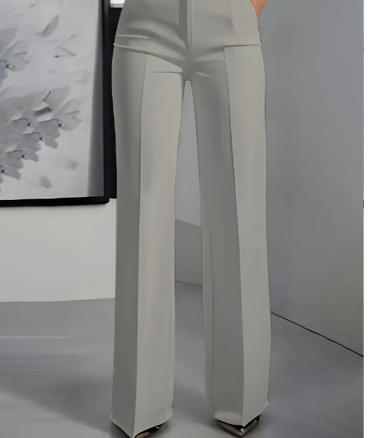 Women's White Minimalist Pants Made Of Polyester - cas7m