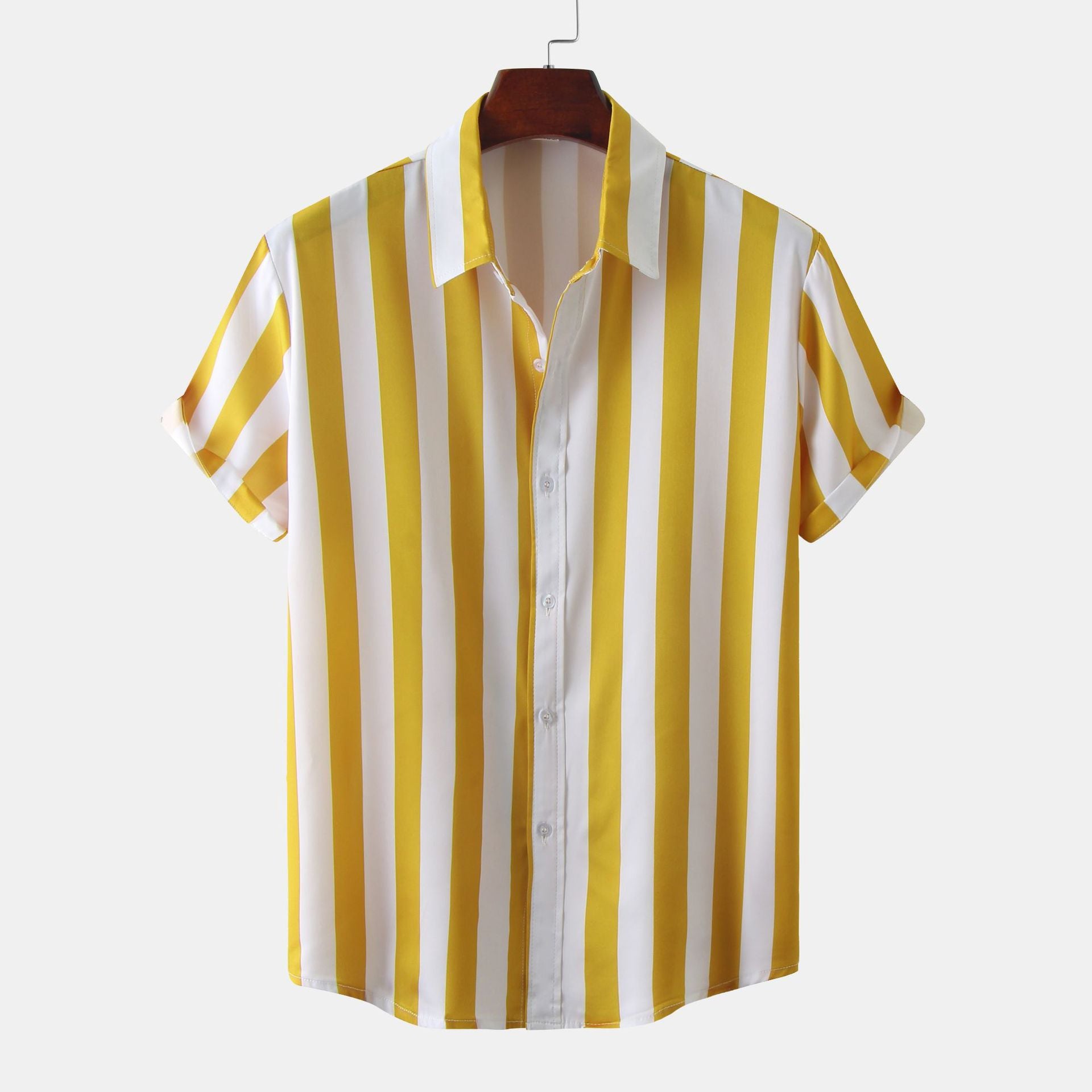 Men's 3D Printed Short Sleeve Turn Loose Shirt - cas7m