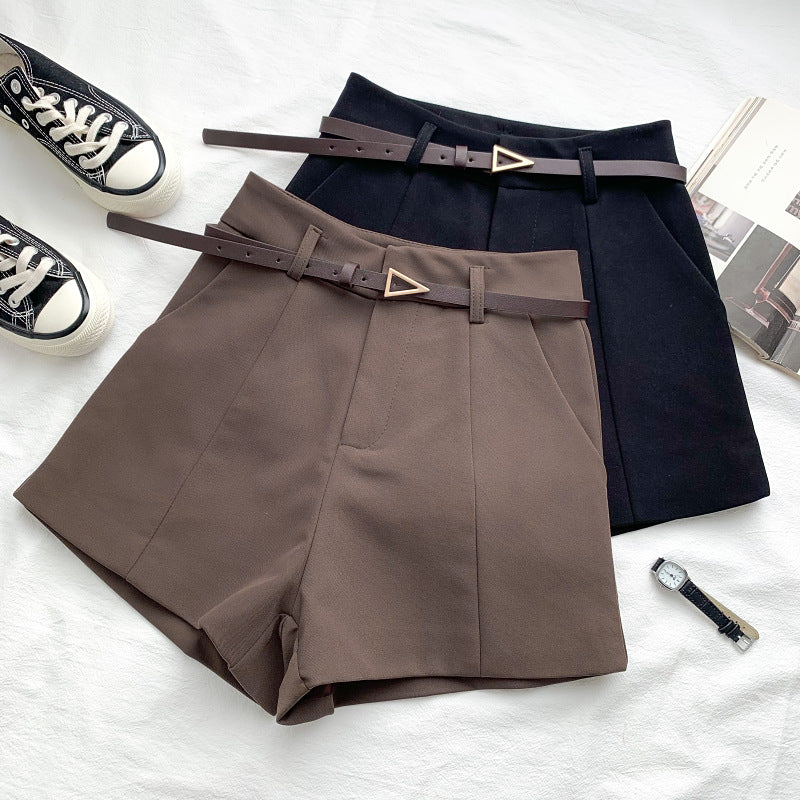 Fashion Versatile High Waist Slim Suit Shorts - cas7m
