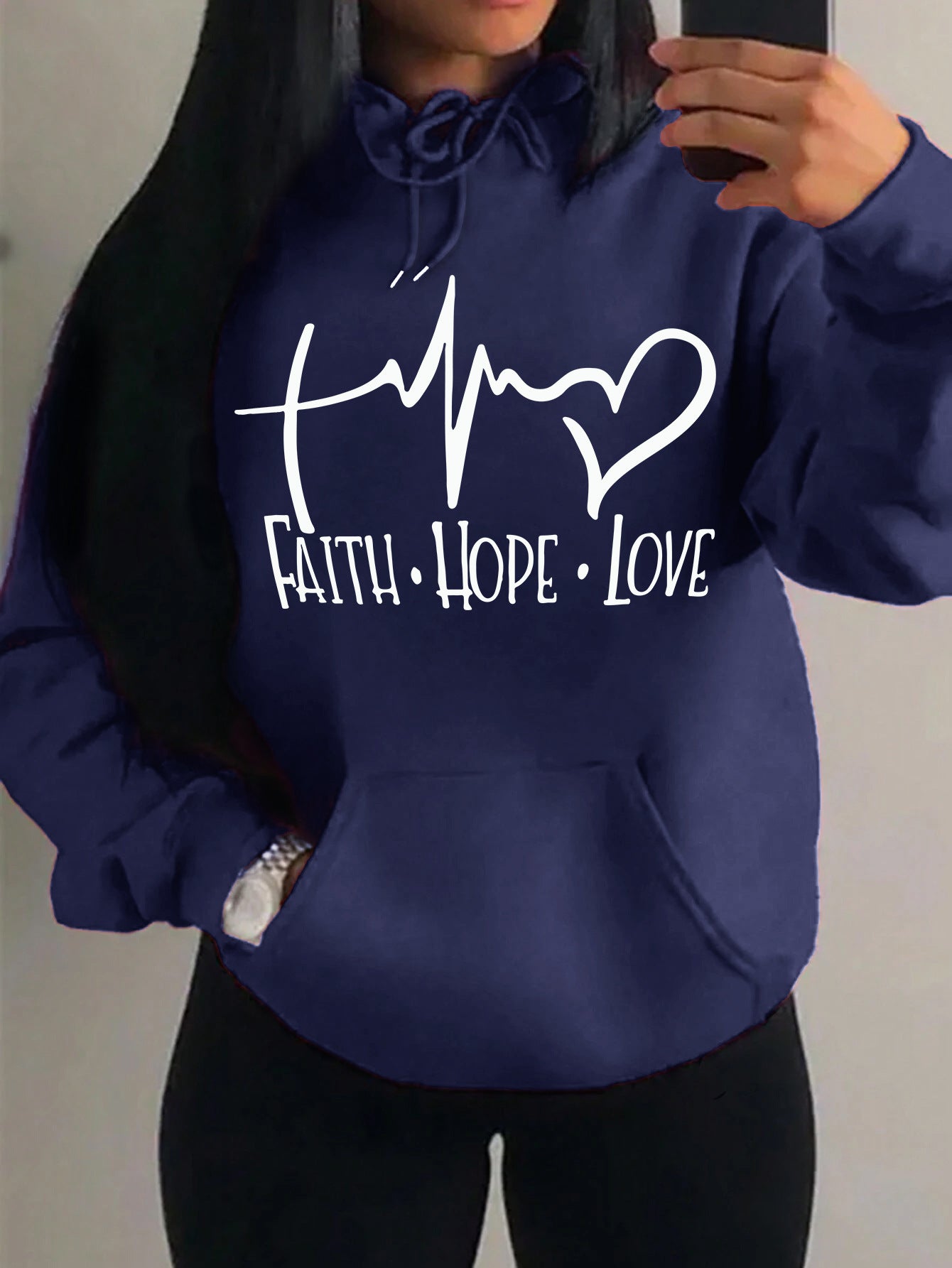 Faith Hope Love Letter Graphic Women Hoodie - cas7m