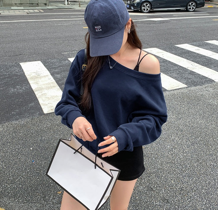 Casual Loose Shoulder Sweater For Women - cas7m