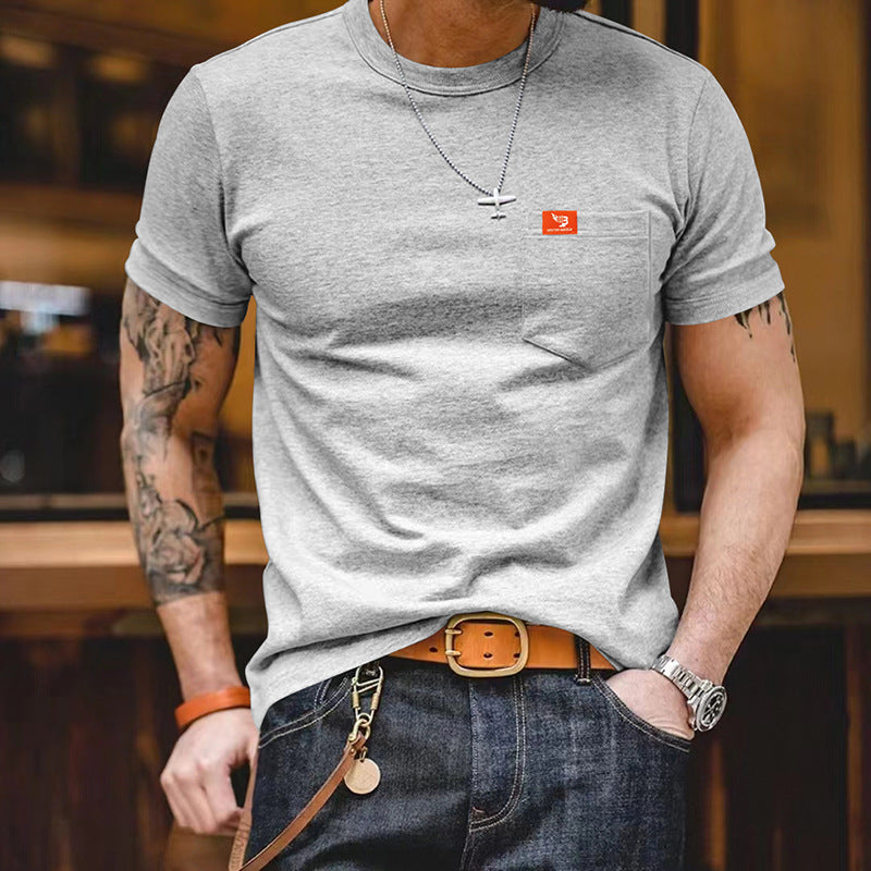 Plus Size Solid Color T-shirt Trendy Casual Short Sleeve Men - cas7m