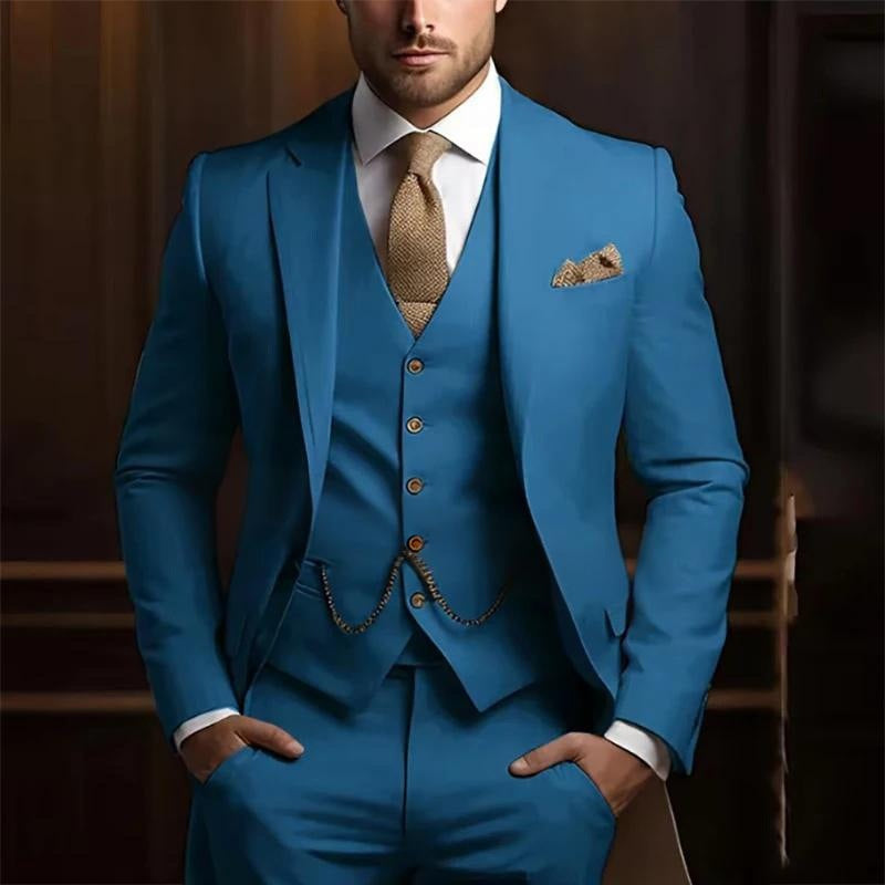 Men's High-grade Gentleman Temperament Slim Suit Three-piece Suit - cas7m