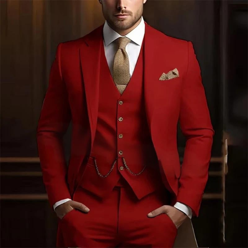 Men's High-grade Gentleman Temperament Slim Suit Three-piece Suit - cas7m
