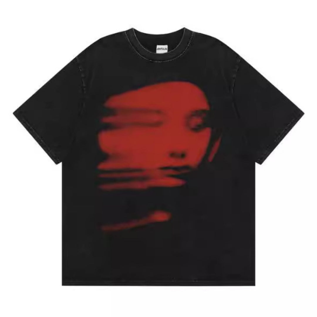 Summer Men's Harajuku T-shirt Red Face 3D Printed Short-sleeved Top - cas7m