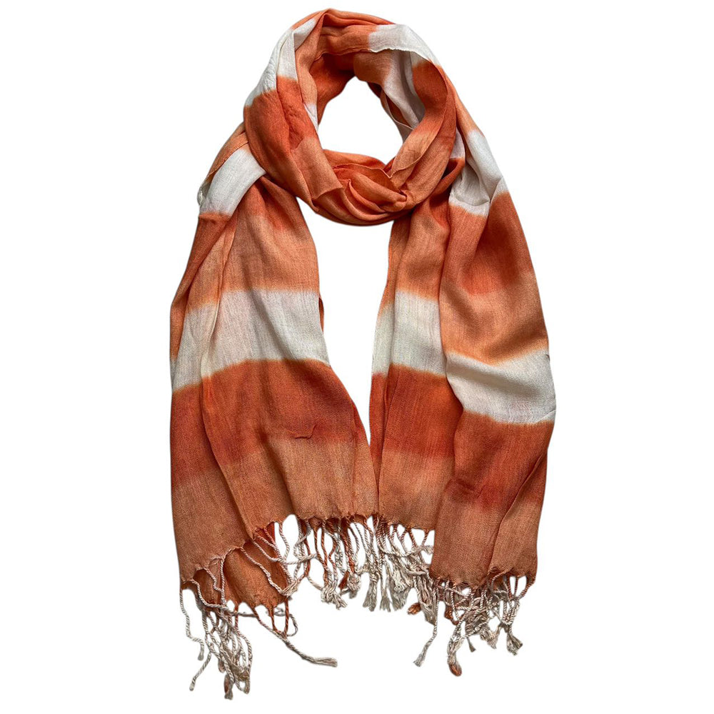 2pcs Coral Toned Abstract,Flowy Casual Scarf ,Orange Red Printed Scarf,Fringed Edges For Movement Women Men - cas7m