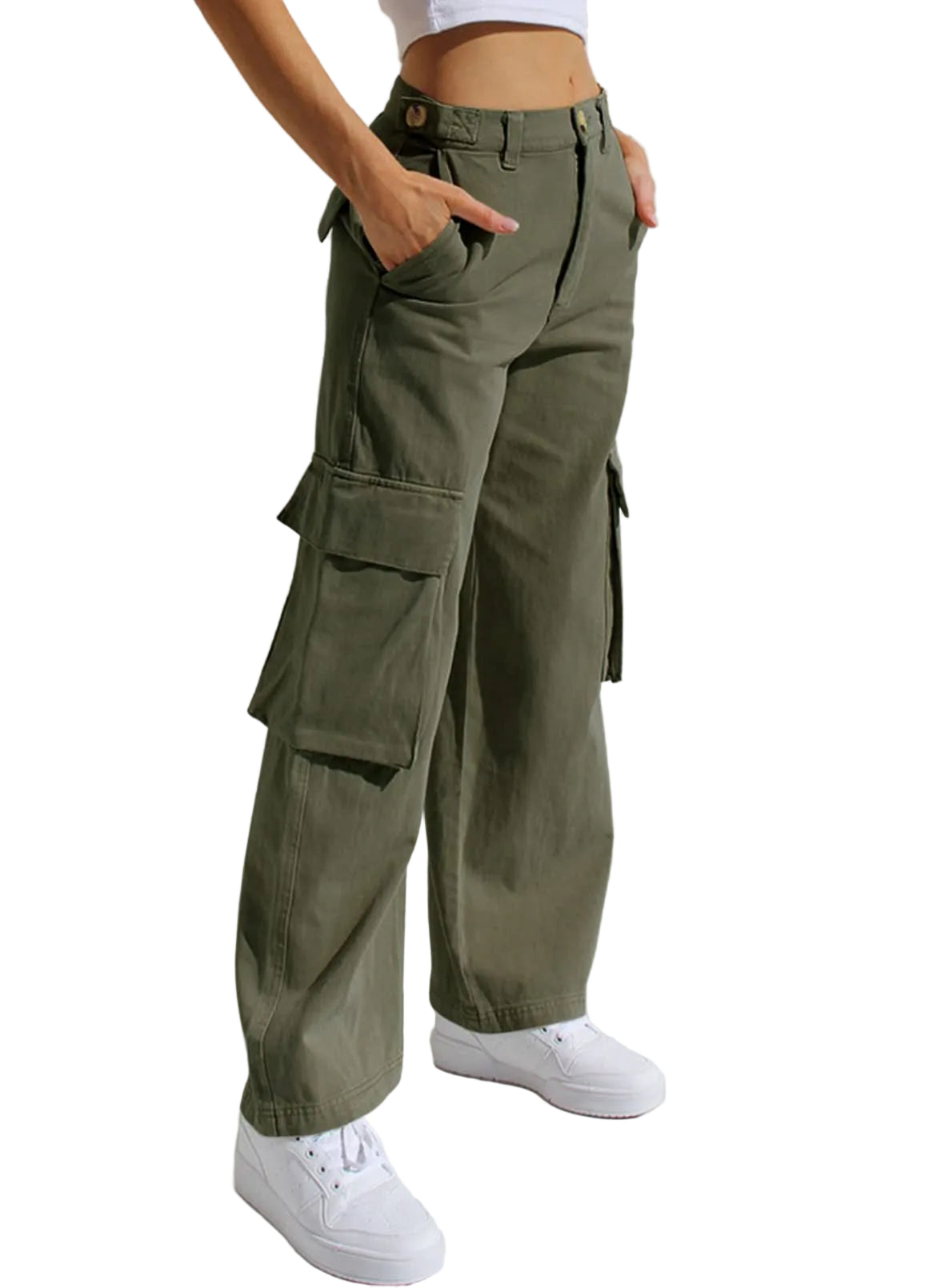 Women's Multi-pocket Workwear Loose Casual Denim Trousers - cas7m
