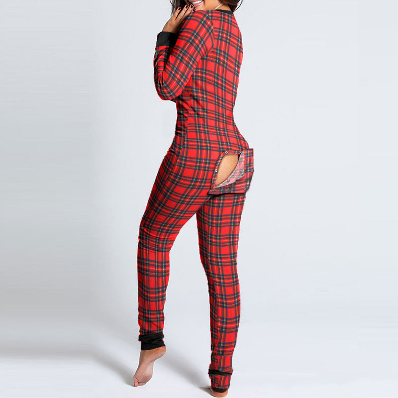 European And American Sexy Long-sleeved One-piece Trousers - cas7m