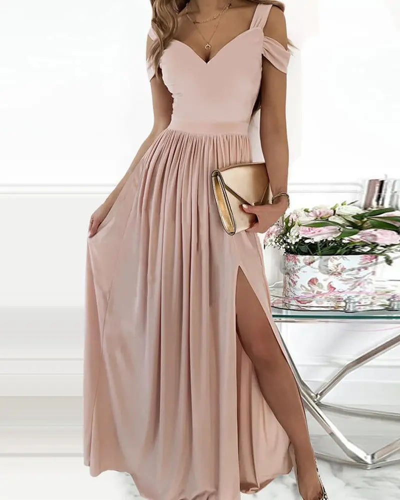 Long Floor Length Elegant Greek Style Pleated Dress - cas7m