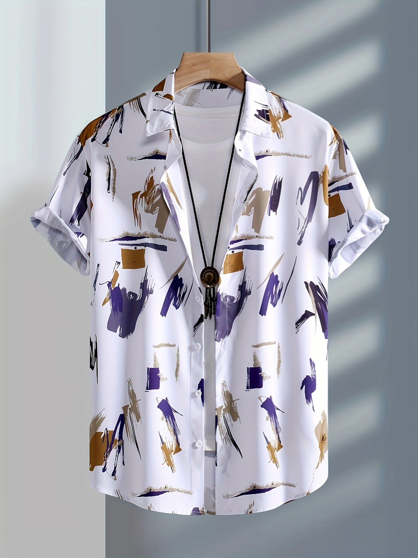 Beach Surfing European And American Foreign Trade 3D Digital Geometry Hawaii Printing Men Short Sleeve - cas7m