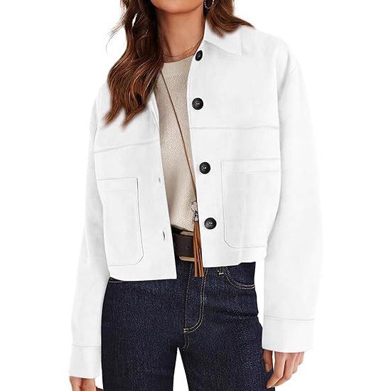 European And American Style Women Faux Suede Short Jacket Casual Lightweight Autumn Fashion - cas7m