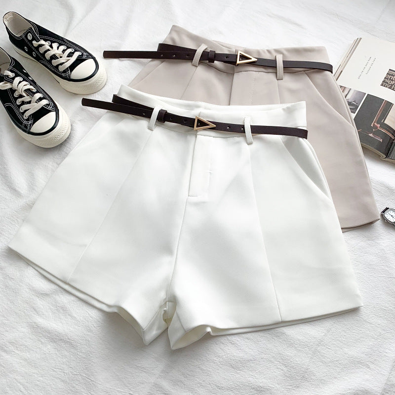 Fashion Versatile High Waist Slim Suit Shorts - cas7m