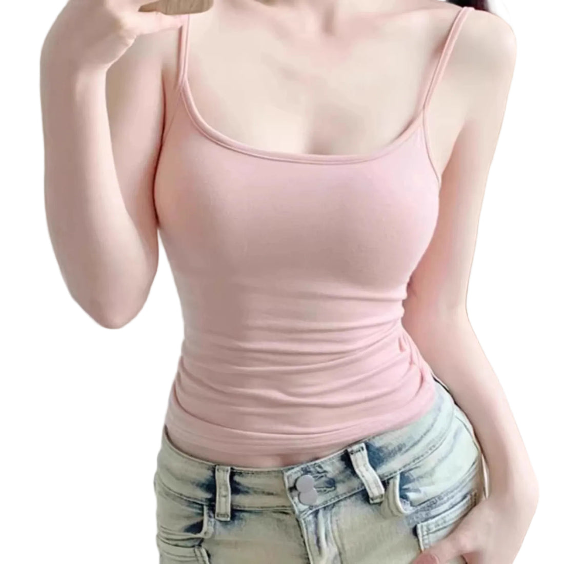Womens Fashion Solid-Color Slim-Fit Cotton Camisole - cas7m