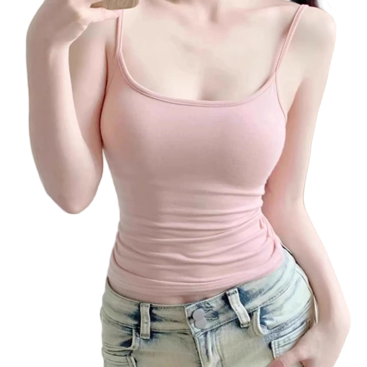 Womens Fashion Solid-Color Slim-Fit Cotton Camisole - cas7m