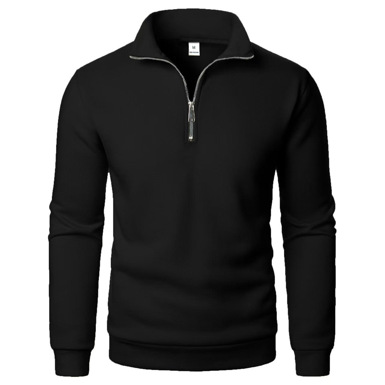 Men's Stand Collar Half Zip Casual Solid Color Long Sleeve - cas7m