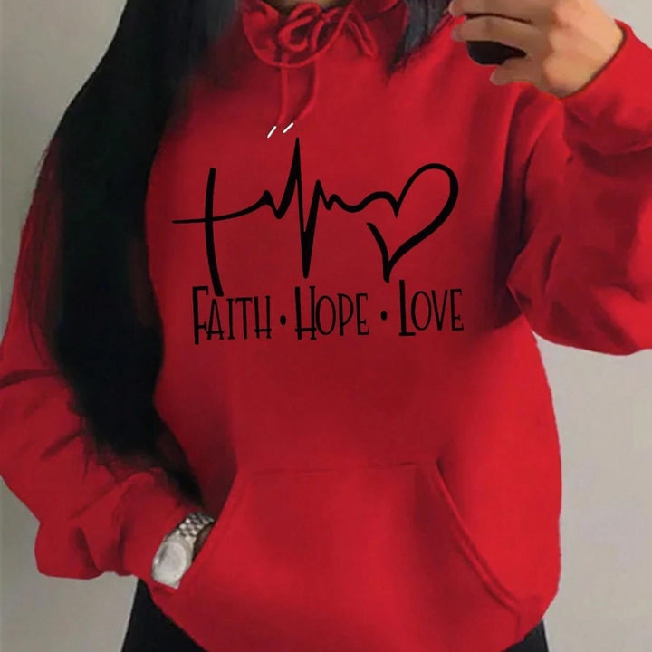 Faith Hope Love Letter Graphic Women Hoodie - cas7m