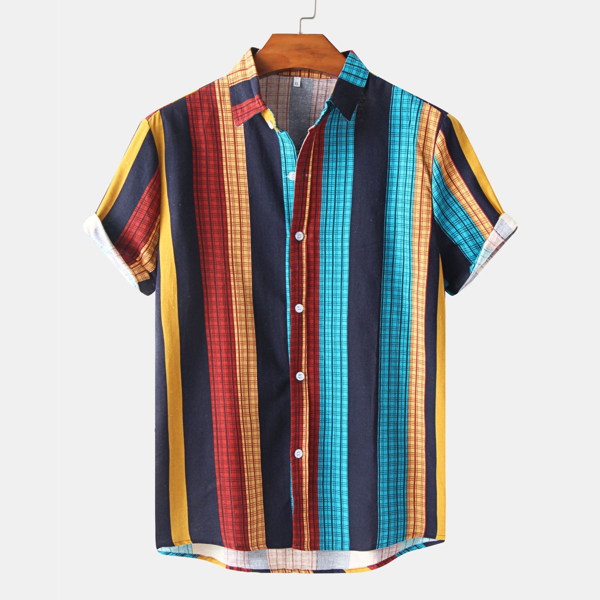 Casual Men's Cotton And Linen Short Sleeve Shirt Hawaiian Short Sleeve Printed Shirt Men - cas7m