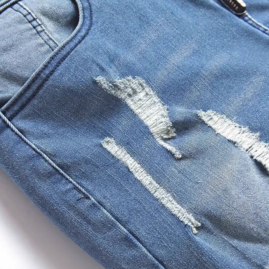 Men's Ripped Fashion Personality Street Trend Style Jeans - cas7m