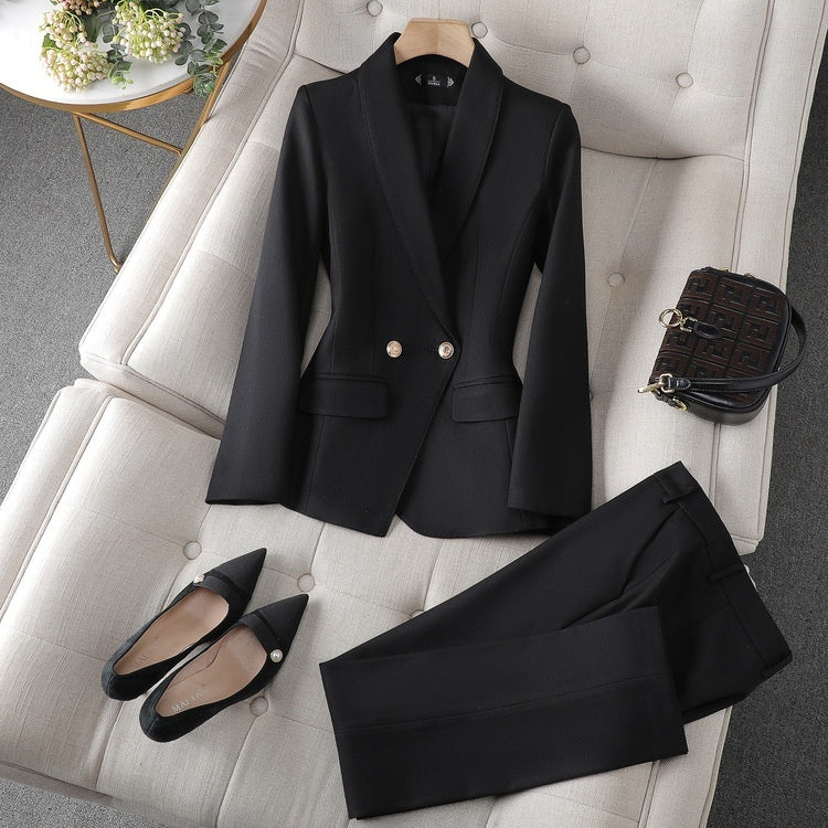 Wine Red High-end Formal Wear Elegant Business Suit Two-piece Set - cas7m