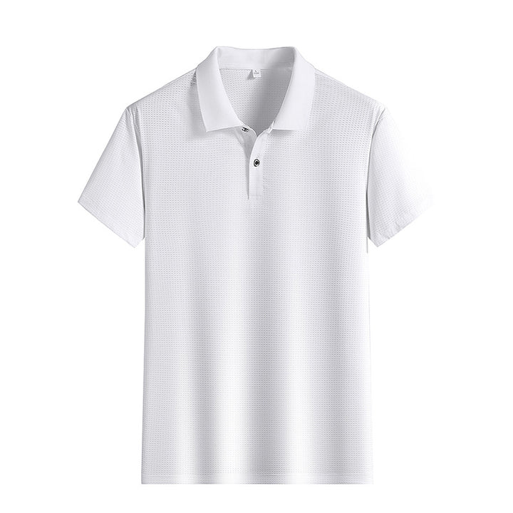 Men's Solid Color Short-sleeved Polo Shirt Ice Silk Men's Clothing - cas7m
