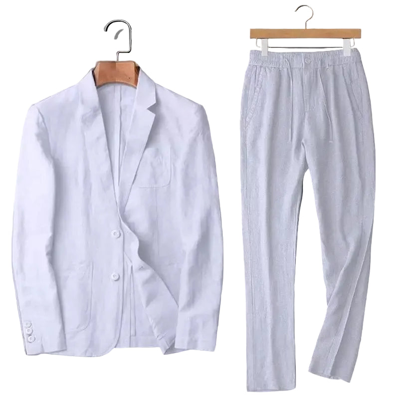 Spring Ethnic Linen Slim Fit Jacket & Pants Set - M to 4XL - cas7m