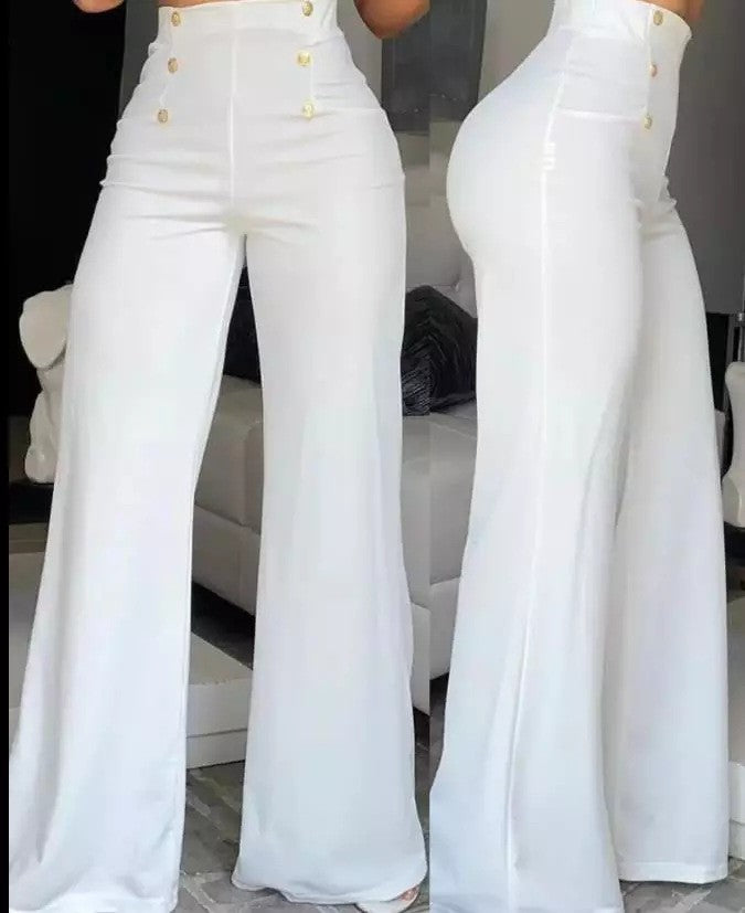 Double-breasted Micro-stretch Wide-leg Pants - cas7m