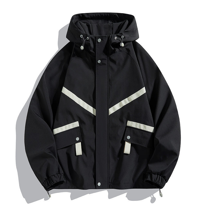 Hooded Jacket Waterproof Fashionable Jacket Outdoor Leisure Couple's Tops - cas7m