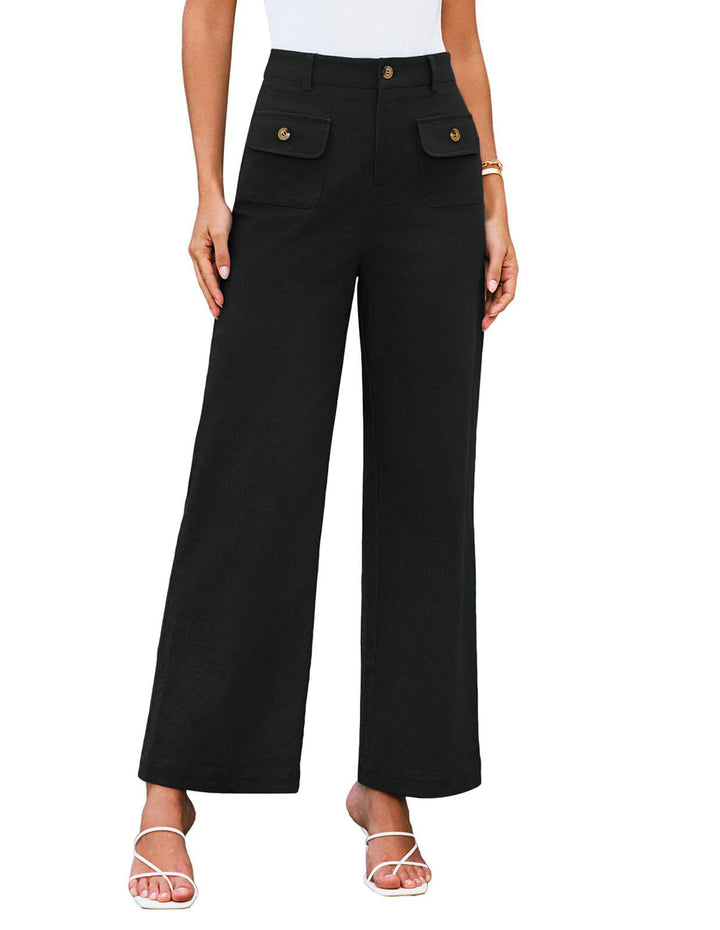 Women's High Waist Wide Leg Pants Stretch Casual Pants - cas7m