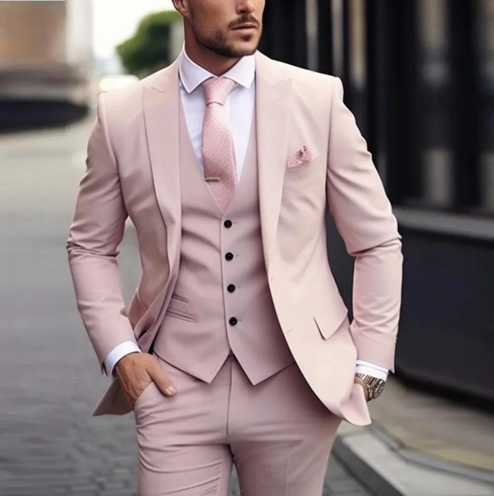 Men's Three-piece Suit Solid Color High Sense - cas7m