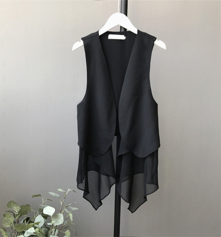 Korean-style Sleeveless Irregular Chiffon Vest Womens - cas7m