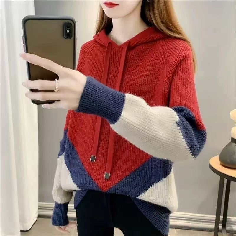 Stylish  Western-style Knitted Hoodie For Women - cas7m