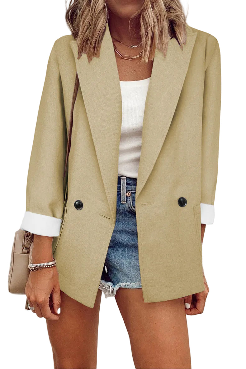 Elegant Women's Double-Breasted Blazer – Stylish, Comfy, Versatile - cas7m