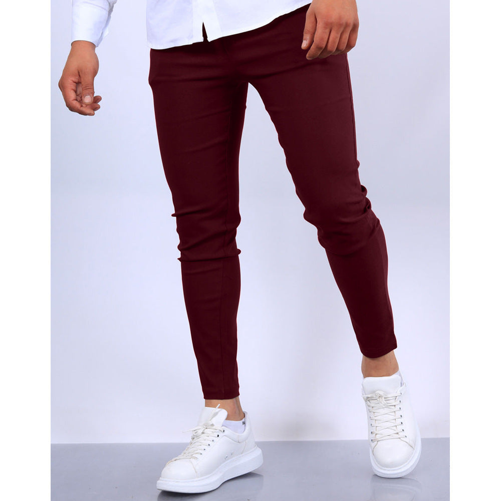 Men's Solid Color Faux Pocket Formal Casual Pants - cas7m