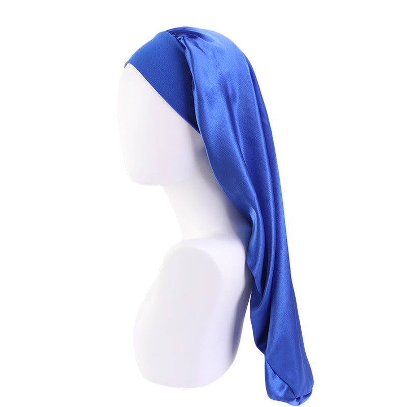 Women's Elastic Wide-brimmed Satin Long Tube Nightcap - cas7m