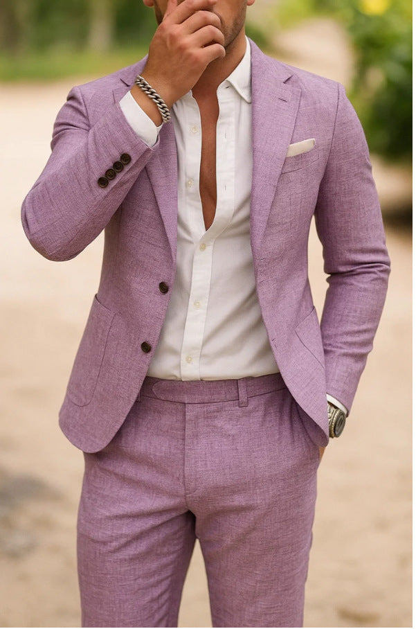 Men's Digital Printing Casual Suit Top Two-piece Pants - cas7m