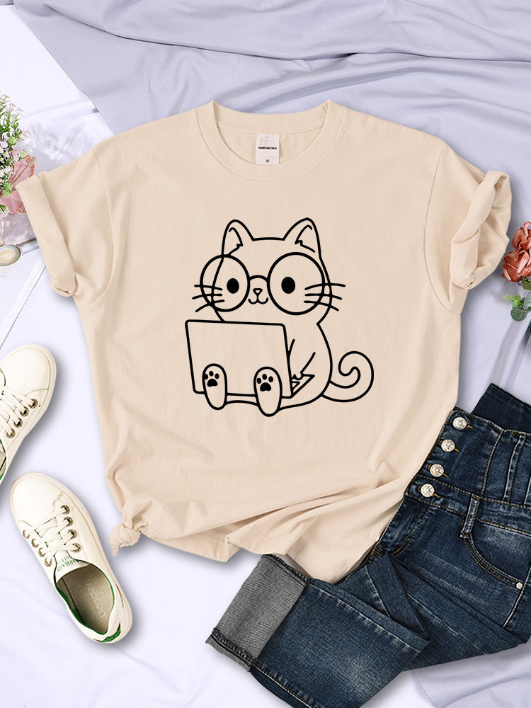 European And American Digital Printing Casual Short-sleeved T-shirt - cas7m