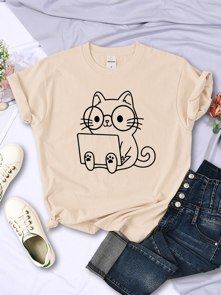 European And American Digital Printing Casual Short-sleeved T-shirt - cas7m