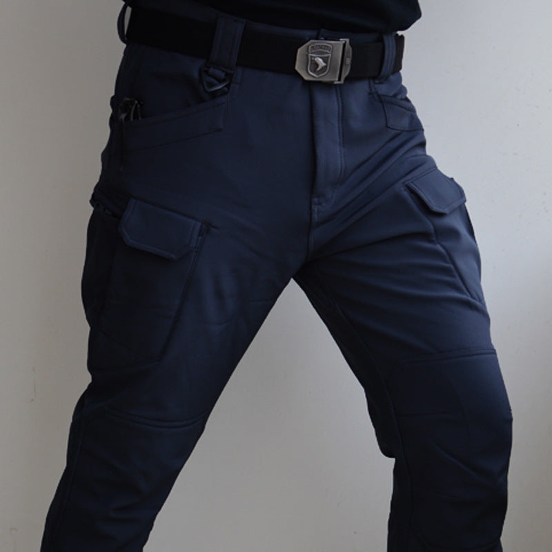 Autumn And Winter Outdoor Fleece-lined Tactical Pants Men - cas7m