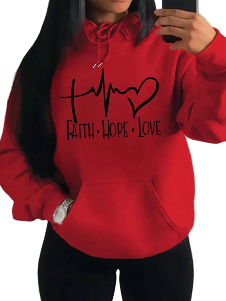 Faith Hope Love Letter Graphic Women Hoodie - cas7m