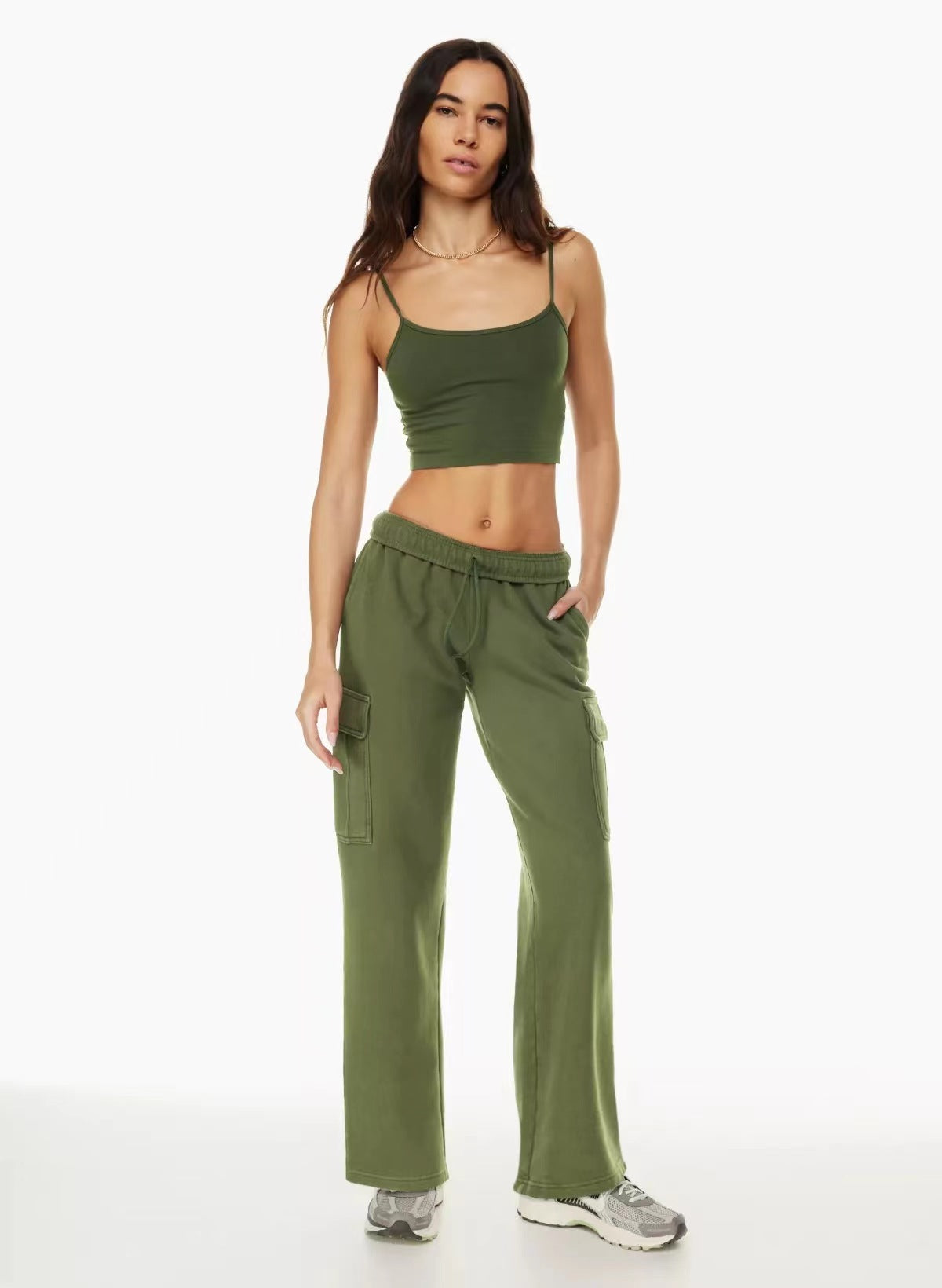 Elastic-waist High Waist Wide-leg Ankle-length Pants - cas7m
