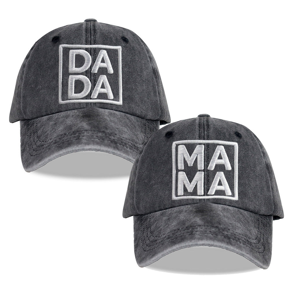 Set Of 2 Pcs Dada Mama Couples Hats,New Parents Wedding Gifts Baseball Caps Dad And Mom Hats - cas7m