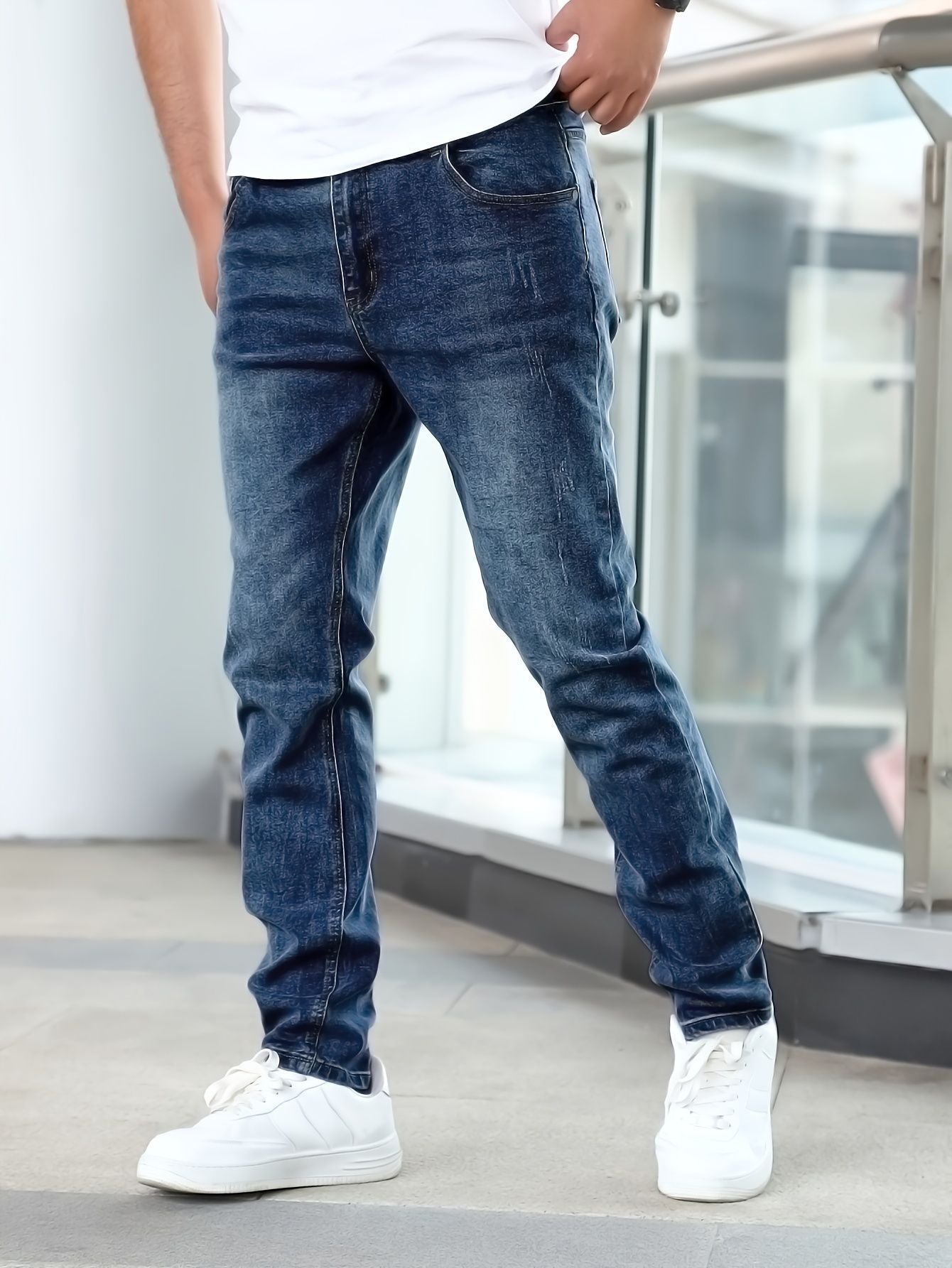 Men's Jeans Gray Trousers Stretch Skinny - cas7m