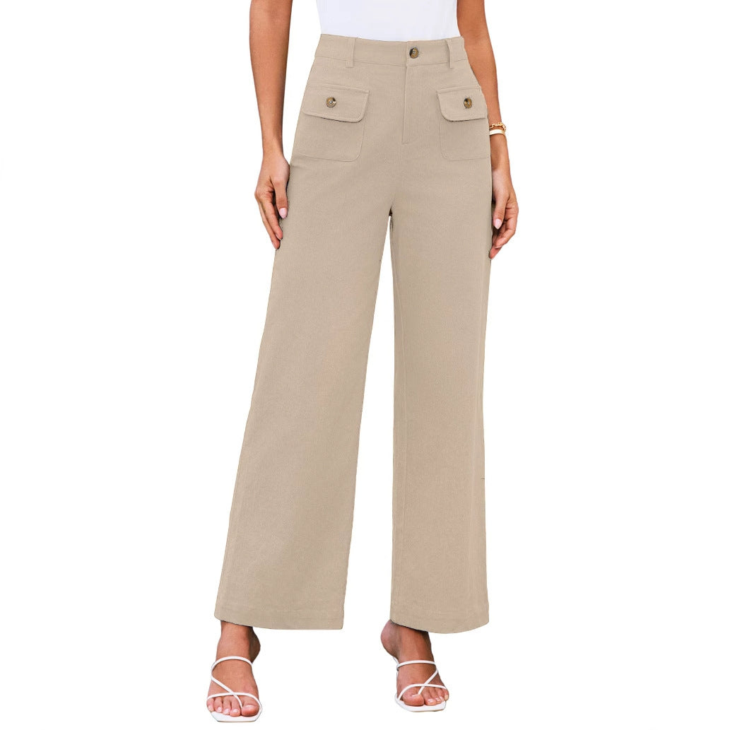 Women's High Waist Wide Leg Pants Stretch Casual Pants - cas7m