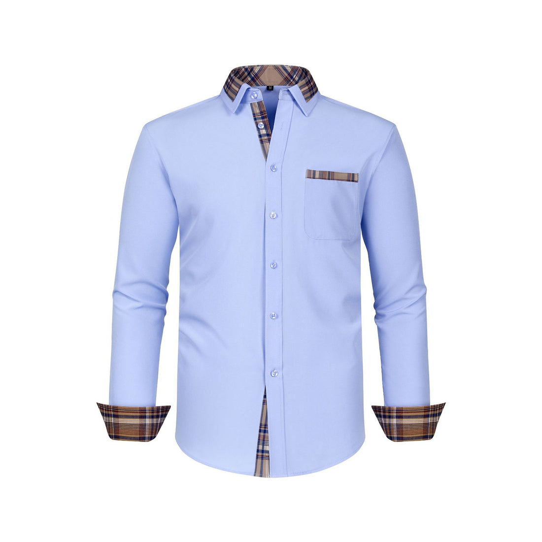 Large Size Patchwork Flower Collar Long Sleeved Men - cas7m