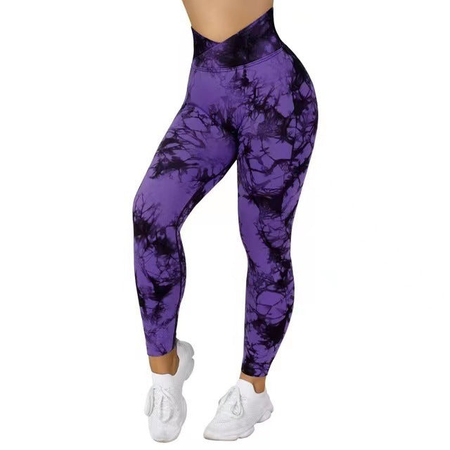 Seamless Tie Dye Leggings Women Yoga Pants Push Up Sport Fitness Running Gym Leggings - cas7m